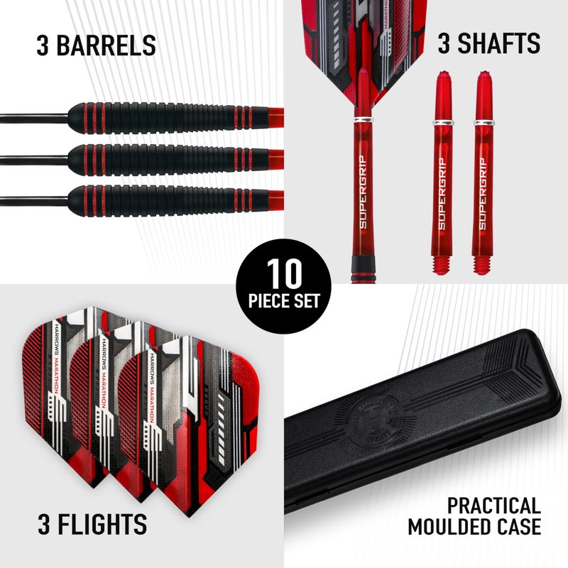 Harrows Ace Rubber Brass Steel Tip Darts Set 20g, 22g, 24g & 26g - Includes Supergrip Shafts, Micron Marathon Flights & Convenient Travel Case 20g - Image 3